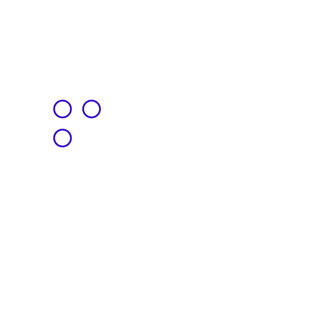 Drei blaue Kreise: zwei übereinander, der dritte rechts neben dem oberen Kreis